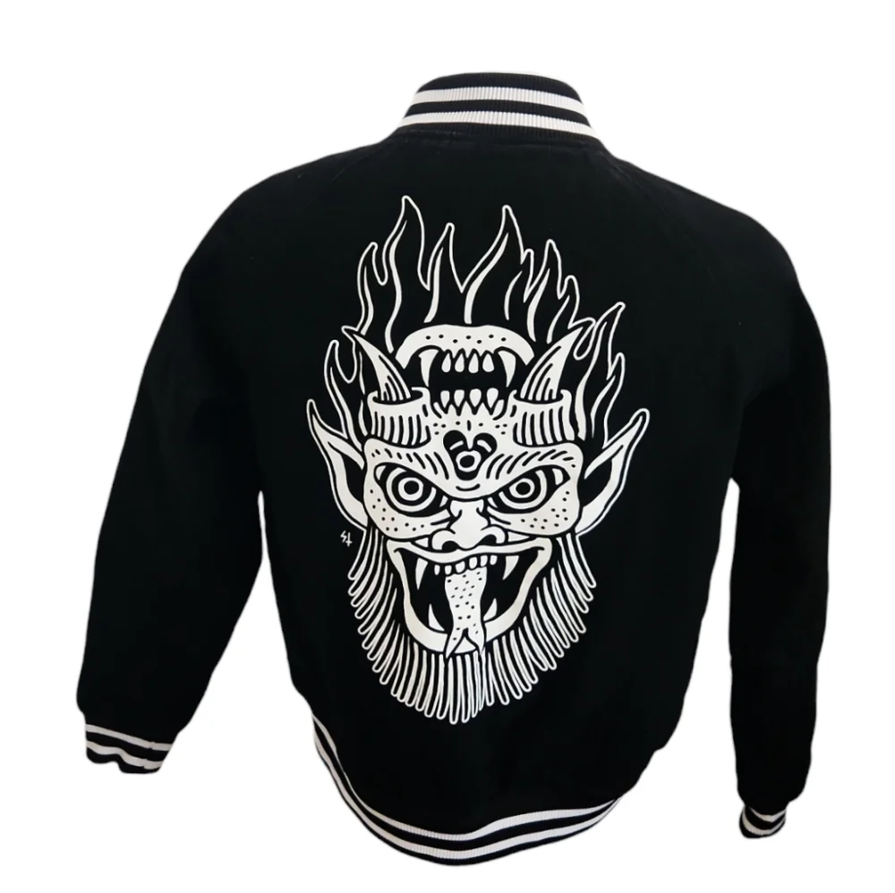 Sketchy Tank x Swallows & Daggers Varsity Jacket extremely Rare Exclusive Black - Picture 1 of 12